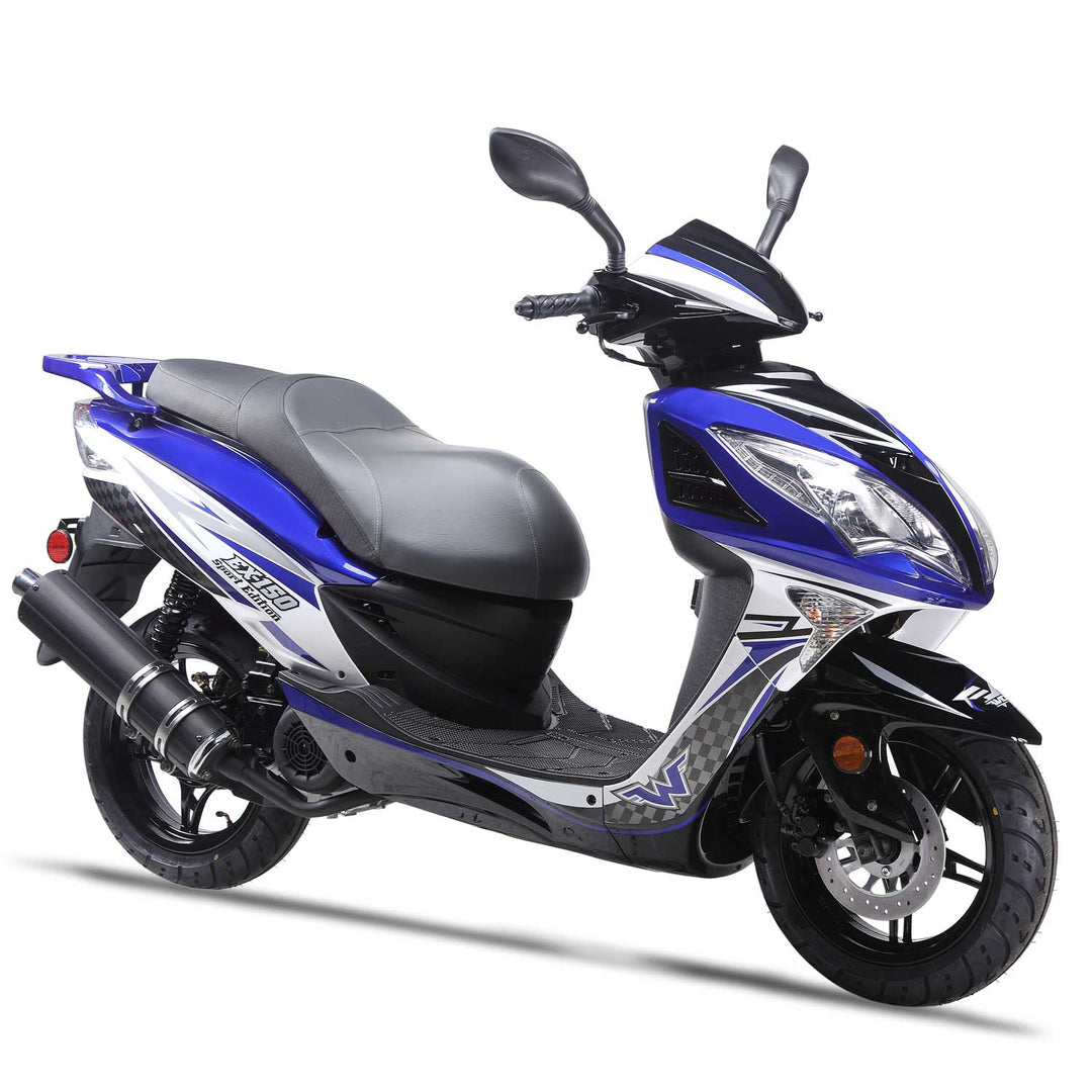 wolf ex 150cc sport blue scooter